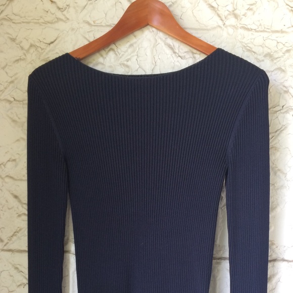 Reiss Nicky Ribbed-Knit Navy Top - Picture 4 of 7
